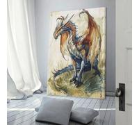 sinyumoney Mystical Dragon Sketch Wall Canvas Art for Bedroom Prints for Special Occasions Wall Decoration 08x12inch(20x30cm)