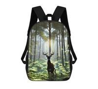 sinyumoney Mystical Forest Deer 3D Printed School Bag Children's School Backpack Schoolbags Travel Backpacks Casual Fashion Bag for Kids School Students 17inch