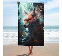 sinyumoney Mystical Fox Portrait Basics Towel Set Sand Free Quick Dry Absorbent Compact Beach Towel for Spa Gym Hotel 130cm*80cm