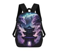sinyumoney Mystical Japanese Pagoda Night Scene School Backpack Business Laptop Rucksack Bag Unisex Casual Daypack for Men, Women & Teenage Boys 17inch