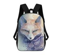 sinyumoney Mystical Kitsune Fox Mask School Backpack School Bags for Girls Boys Backpack with Pocket Fashion School Bag Kids Backpack 17inch