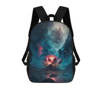 sinyumoney Mystical Lotus Valley School Backpack 3D Printed Children's 17inch Backpacks Bag Bookbag for Kids Boy Girl Book Bags Kids School Bag Travel Rucksacks