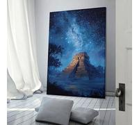 sinyumoney Mystical Mayan Pyramid Night Sky Decorations for Living Room for Toilet Bathroom Decor Artwork 20x30inch(50x75cm)