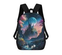 sinyumoney Mystical Moonlit Castle Children's Backpacks School Backpack 3D Printed Backpack for Kids Travel Rucksacks Book Bags Kids School Bag 17inch