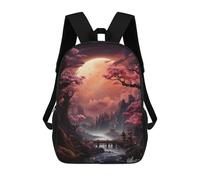 sinyumoney Mystical Moonlit Sakura Valley 3D Printed School Bag Children's School Backpack Schoolbags Travel Backpacks Casual Fashion Bag for Kids School Students 17inch