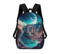 sinyumoney Mystical Moonlit Temple Backpack Kids School Bag Boys Cartoon 3D Print Students Schoolbag Laptop Daypack for Boys Girls 17inch