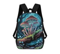 sinyumoney Mystical Mushroom Forest Illustration Children's School Backpack 3D Printed for Kids Travel Rucksacks Book Bags Kids School Bag 17inch