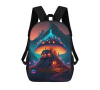 sinyumoney Mystical Mushroom House-3 3D Printed Kids School Bag Rucksacks Children's School Fashion Casual Back Pack High Capacity Travel Book Bags Backpack for Kids 17inch