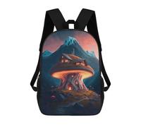sinyumoney Mystical Mushroom House Children's School Backpack Fashion Casual Children's Backpacks 3D Printed School Bags Boy Large Backpack 17inch