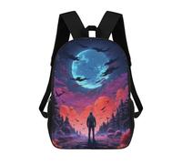 sinyumoney Mystical Night Journey Kids School Backpack 3D Printed Fashion School Bag Casual School Bag for Boys Elementary And Middle School Students 17inch
