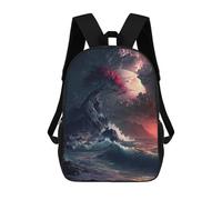 sinyumoney Mystical Ocean Wave School Bag 3D Printed Backpacks Fashion Kids School Backpack Boys Rucksacks for Boys Middle School Students 17inch