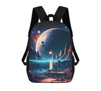 sinyumoney Mystical Planet Oasis Backpack with Pocket 3D Printed Backpacks, Travel Rucksacks Book Bags Kids School Bag 17inch