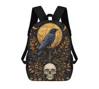 sinyumoney Mystical Raven And Skull Under Golden Moon School Backpack Lightweight Airport College Students Back Pack for Teenage Girls Boys Women Men 17inch