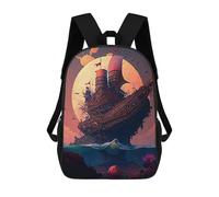 sinyumoney Mystical Ship Under Full Moon Kids Children School Backpack 17 Inch Bookbags Casual Travel Rucksack Boys Girls Large Capacity Daypack 17inch