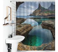 sinyumoney Mystical Shores at Dawn Bath Shower Curtains Mildew Waterproof Polyester Fabric Soft Fabric Hotel Shower Curtain for Bathtub Shower Stall 56.30x70.87Inch（143x180cm）