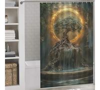 sinyumoney Mystical Tree with Fire Ring Shower Curtains Mould Proof Waterproof Polyester Fabric Modern Fabric Bathroom Decor Set for Bathroom Bathtub Apartment Decor 56.30x70.87Inch（143x180cm）