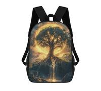 sinyumoney Mystical Tree with Golden Aura Rucksack High Secondary School Bags Casual Backpack for Girls Boys Teenage 17inch