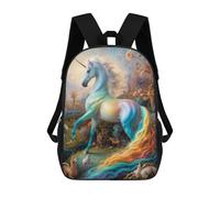 sinyumoney Mystical Unicorn Safari Children's School Backpack 3D Printed for Kids Travel Rucksacks Book Bags Kids School Bag 17inch