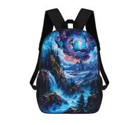 sinyumoney Mystical Waterfall Landscape Backpack, Children's Backpack, Student School Bag Bookbag Rucksack, 3D Printed School Bag for Boys Girls 17inch
