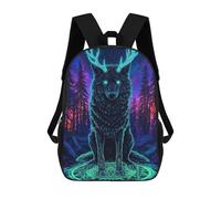 sinyumoney Mystical Wolf Antlers Forest Backpacks 3D Printed Kids School Backpack Outdoor Casual Daypack Fashion Casual Children Backpacks Cute Travel Bags 17inch