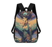 sinyumoney Mystical Woman in Swirling Landscape Backpack School Bag Lightweight Schoolbag Dayback Bookbag College for Girl, Teen Girls 17inch