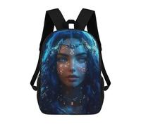 sinyumoney Mystical Woman with Blue Hair School Backpack for Girls Backpack Water Repellent Casual Daypack Lightweight Rucksack Boy Girl School Backpack 17inch