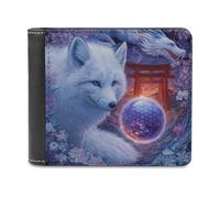 sinyumoney Mythical Fox and Dragon 3D Print Men's Wallet Bills Credit Cards Leather RFID Wallets Craftsmanship Gifts 11.7cm*9.5cm
