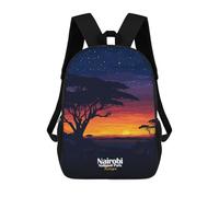 sinyumoney Nairobi National Park Sunset School Backpack 3D Printed Children's 17inch Backpacks Bag Bookbag for Kids Boy Girl Book Bags Kids School Bag Travel Rucksacks
