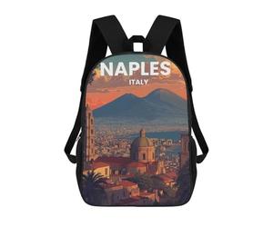 sinyumoney Naples, Italy Cityscape with Mount Vesuvius School Backpack Fashion Stationery Backpack Waterproof Casual Daypacks for Teenage Girls Boys Women Men 17inch