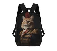 sinyumoney Napoleon Orange Tabby Cat Backpacks 3D Printed 17inch Kids School Backpack Outdoor Casual Daypack Casual Travel Bags for Middle School Students
