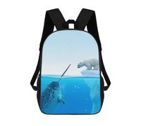 sinyumoney Narwhal And Polar Bear Children's 17 Inch School Backpack 3D Printed Cool Knapsack for Kids Travel Rucksacks Book Bags Kids School Bag