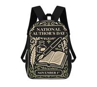 sinyumoney National Authors Day Illustration Rucksack Water Resistant Travel Backpack Computer Bag for School/Work/Travel 17inch