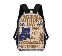 sinyumoney National Authors Day with Cats Reading Rucksack Travel College Rucksack Backpacks for Campus Outdoor Travel Sports 17inch