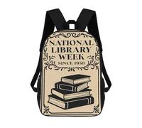 sinyumoney National Library Week Poster Backpack School Bag Secondary Causal Travel High School Bags for Boys/Girls/Teenagers 17inch