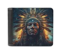 sinyumoney Native American Headdress 3D Print Wallet Slots ID Window RFID Blocking Banknote Compartments Slim Elegant Leather Wallet Youth Guys 11.7cm*9.5cm