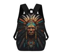 sinyumoney Native American Headdress Artwork -1 Backpack School Backpack Kids School Bag Large Capacity Kids Backpack for School Rucksack 3D Book Bag Gifts for Kids 17inch