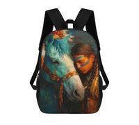 sinyumoney Native American Horse Painting School Backpack 3D Printed Children's 17inch Backpacks Bag Bookbag for Kids Boy Girl Book Bags Kids School Bag Travel Rucksacks
