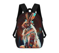 sinyumoney Native American Rabbit Spirit Backpacks 3D Printed Kids School Backpack Outdoor Casual Daypack Fashion Casual Children Backpacks Cute Travel Bags 17inch