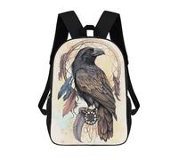 sinyumoney Native American Raven Art School Bag Backpack Teen Schoolbag 3D Printing Adjustable Schoolbag Fashion Pocket Bag for Kids Boys Girls Students And Teenagers Fans 17inch