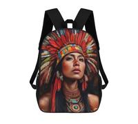 sinyumoney Native American Woman Portrait Children's Backpacks School Backpack 3D Printed Backpack for Kids Travel Rucksacks Book Bags Kids School Bag 17inch