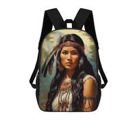 sinyumoney Native American Woman Portrait School Backpack School Secondary High School College Backpack Travel for Men, Women & Teenage Boys 17inch