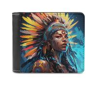 sinyumoney Native Spirit Warrior 3D Print Men's Wallet Card Slots ID Leather RFID Banknote Compartments Fashion Slim Wallets 11.7cm*9.5cm