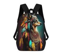 sinyumoney Native Spirit Wolf Art 3D Printed Children's School Backpack for Kids Travel Rucksacks Book Bags Kids School Bag 17inch