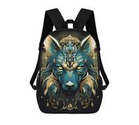 sinyumoney Native Turquoise Wolf 17 Inch Kids Backpack Fashion Fun Backpack Book Bag for Boys And Teenager 3D Printed for Boys