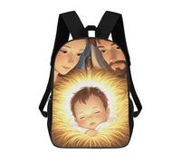 sinyumoney Nativity Scene Baby Jesus, Mary, Joseph School Bag 3D Printed Children's School Backpack Casual Fashion Travel Backpacks for Kids School Students 17inch