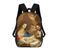 sinyumoney Nativity Scene Painting with Angels Backpack School Backpack Kids School Bag Large Capacity Kids Backpack for School Rucksack 3D Book Bag Gifts for Kids 17inch