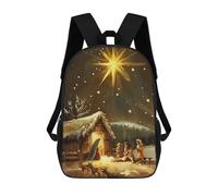 sinyumoney Nativity Scene with Star School Bag Backpack Teen Schoolbag 3D Printing Adjustable Schoolbag Fashion Pocket Bag for Kids Boys Girls Students And Teenagers Fans 17inch
