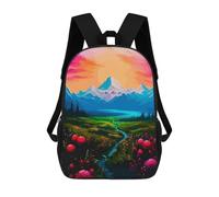 sinyumoney Natural Beauty 3D Printed 17inch Kids School Backpack School Bag Fashion Rucksacks for Boys Elementary And Middle School Students