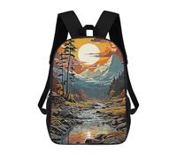 sinyumoney Natural Vintage Rucksacks 3D Printed Children 17inch Backpacks Fashion Casual Daypack Travel Bags Outdoor Casual Daypack for Boy And Girl