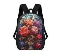 sinyumoney Nature Flowers Glass Backpacks Kids 17inch School Backpack School Bag 3D Printed School Bag for Boys Elementary And Middle School Students